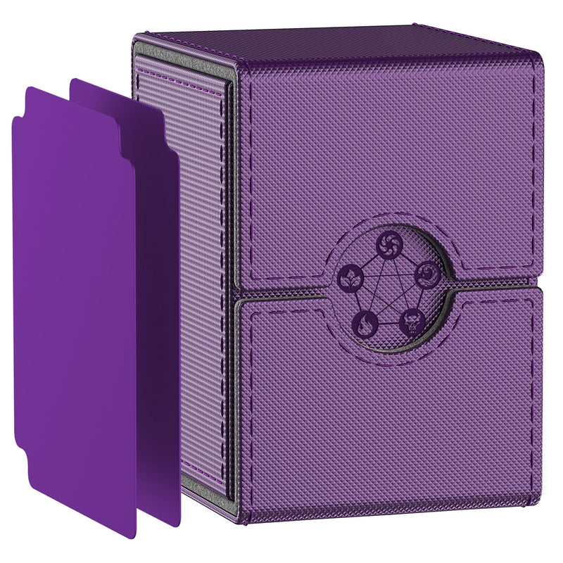 Purple Deck Box for MTG Cards, Trading Card Storage Box with 2 Dividers per Holder, Holds up to 110 Cards