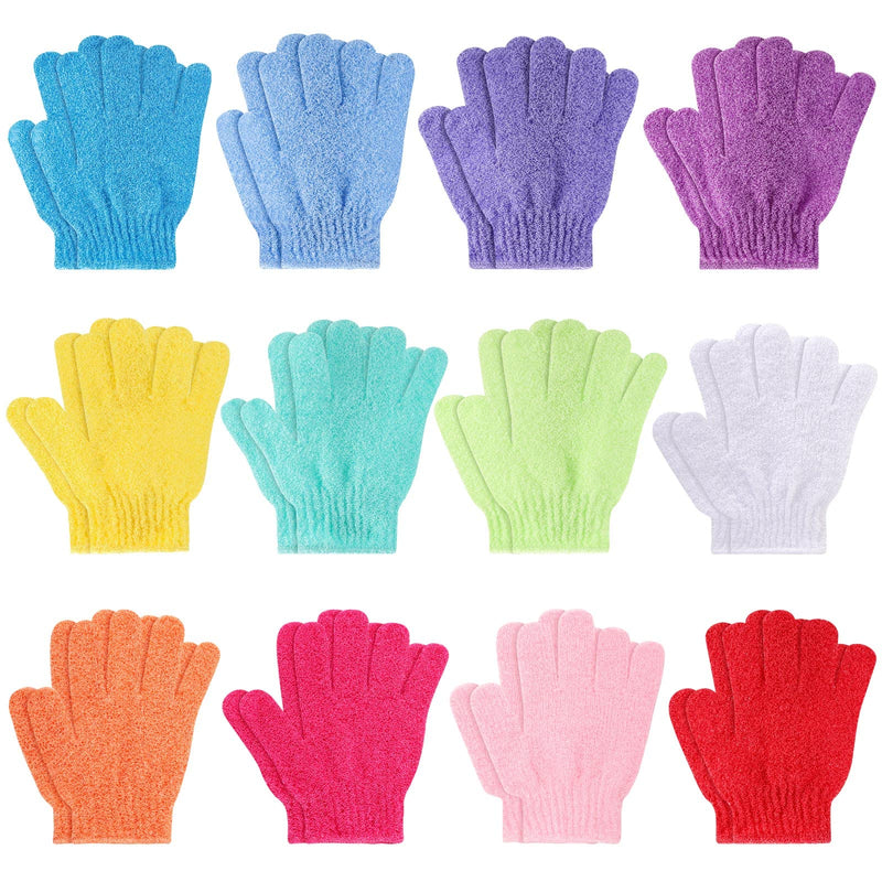 BTYMS 24 Pcs Shower Exfoliating Gloves Hand Exfoliating Glove Body Scrubber Loofah Washing Gloves for Shower, Spa, Massage and Body Scrubs, Dead