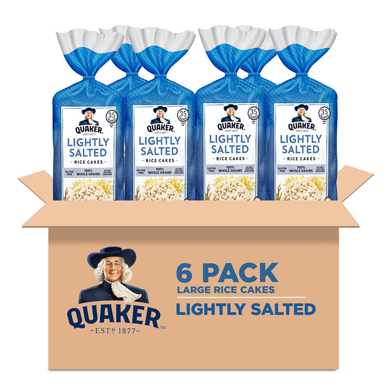 Quaker Large Rice Cakes, Lightly Salted, Gluten Free, 100% Whole Grains, 4.47 Oz, Pack of 6 Lightly Salted 4.47 Ounce (Pack of 6)