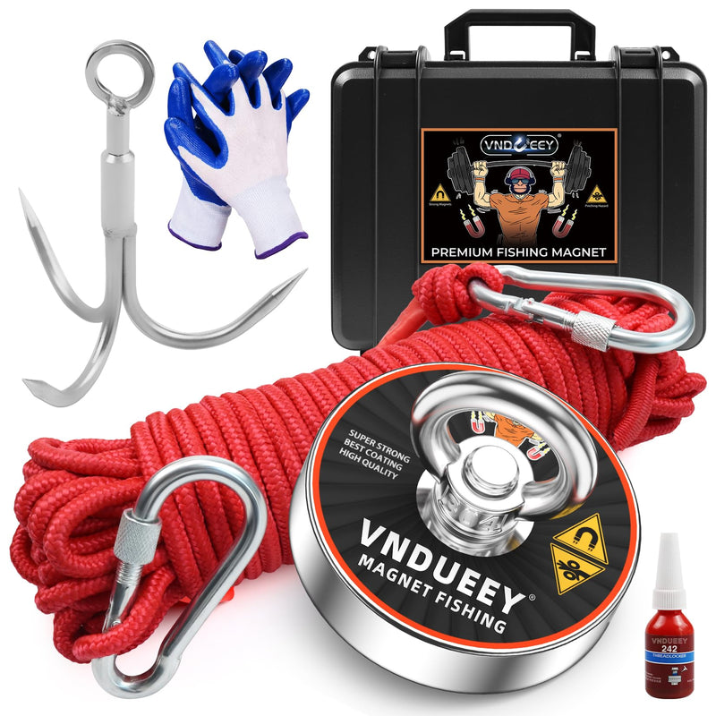VNDUEEY 700LBS Magnet Fishing Kit, 2.95" Single Sided Fishing Magnet Kit with Rope, Strong Magnets for Retrieving in River Lake Beach Lawn,