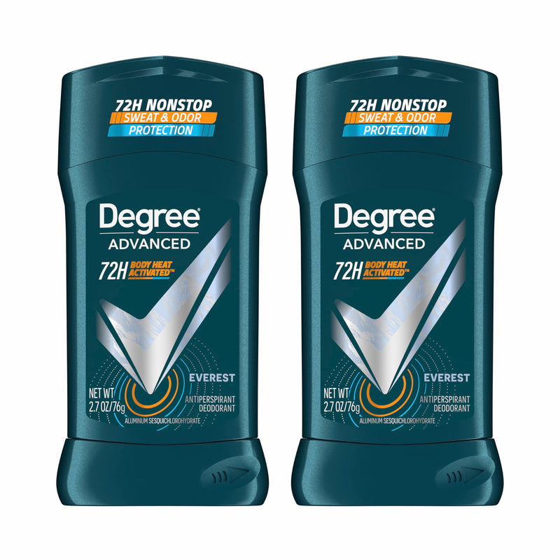 Degree Men Advanced Antiperspirant Deodorant Everest 2 Count 72-Hour Sweat and Odor Protection Antiperspirant For Men With Body Heat Activated