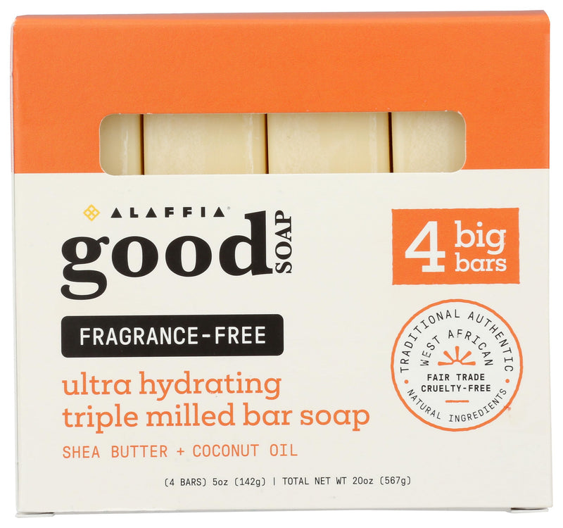 Alaffia Fragrance Free Good Soap Value Pack 4 Count, 20 OZ