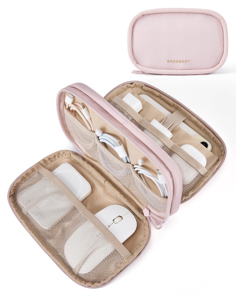 BAGSMART Cord Organizer Travel Cable Bag, Compact Tech Electronic Organizer Travel Case, Essentials for Charger, Cable, Phone, Flash drive, Double