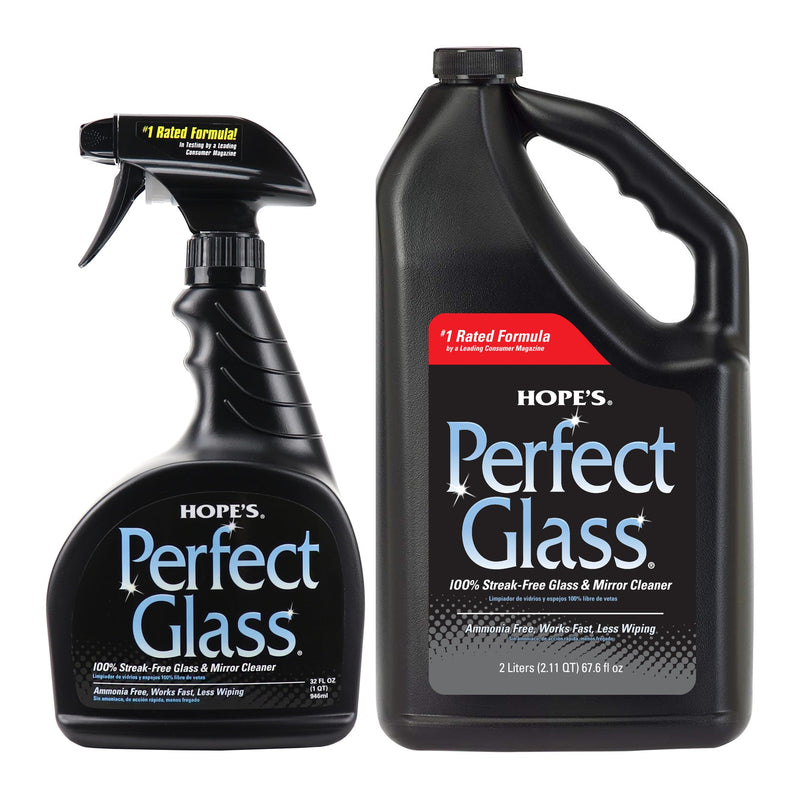HOPE'S Perfect Glass Cleaner, Streak-Free, Ammonia-Free Window, Mirror, Screen, and Shower Door Cleaner, Indoor and Outdoor Glass Surfaces, 32 Fl
