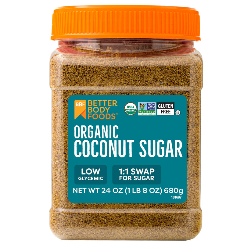 BetterBody Foods Organic Coconut Sugar, Gluten-Free, Non-GMO, Low Glycemic Sugar Substitute, 1.5 lbs, 24 Ounce Coconut 24 Ounce (Pack of 1)