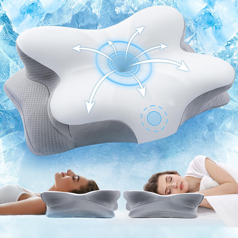 Cervical Neck Pillow for Pain Relief, Adjustable Ergonomic Memory Foam Pillow for Neck and Shoulder Pain, Orthopedic Contour Support Pillows for
