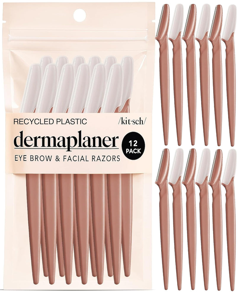 Kitsch Dermaplane Razor for Women Face – Terracotta, 12 pcs | Face Razors for Women & Men, Eyebrow Razor & Face Shaver – Exfoliating Facial Razor