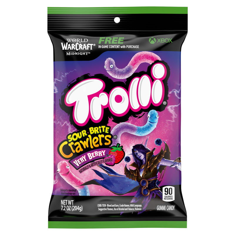Trolli Sour Brite Crawlers Candy, Very Berry, Sweet and Sour, Gummy Worms, 7.2 oz Very Berry 7.2 Ounce (Pack of 1)