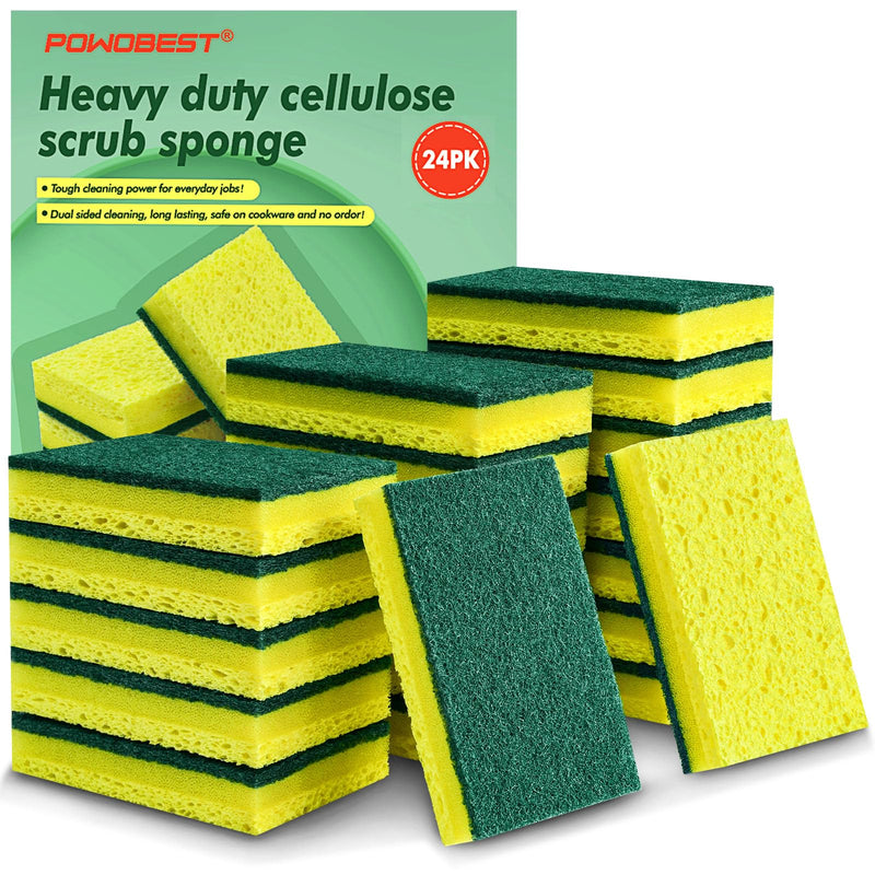 24 Pack Heavy Duty Scrub Sponges,Multi-Purpose Kitchen Sponge, Efficiently Clean The Surface Stains,Used for Clean Kitchen