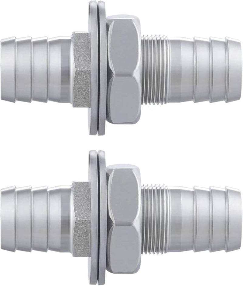 Enoch's Land 3/4" Hose Barb Thru-Bulk Bulkhead Fitting,304 Stainless Steel Straight Hex Union Fitting for Air Water Fuel