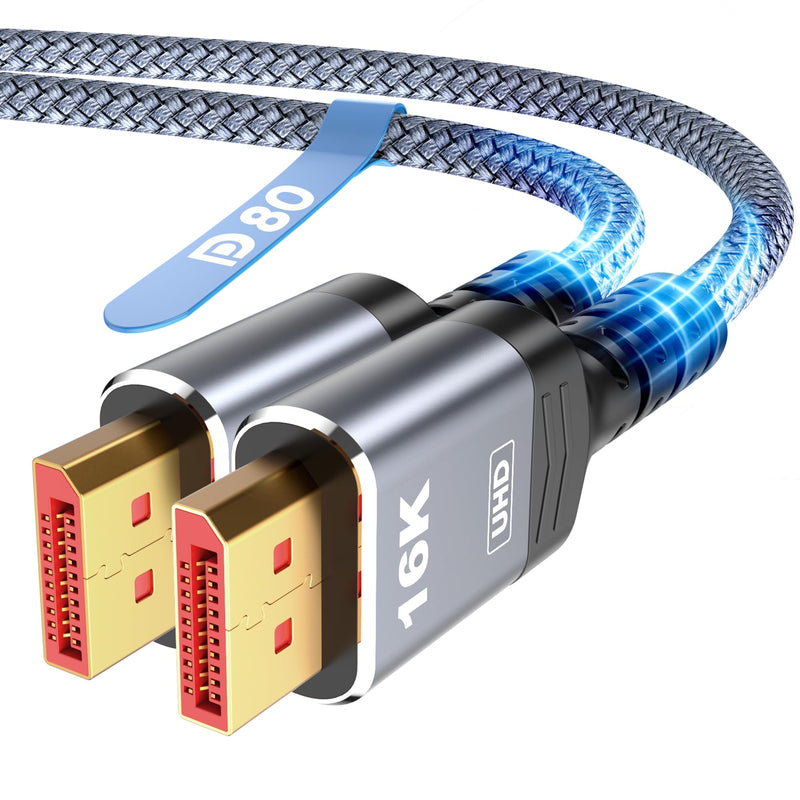 Highwings 80Gbps Displayport Cable 2.1 3.3FT, 16K@60Hz, 8K@120Hz, 4K@240Hz, DP 2.1 Cable 16K Braided Cord, Compatible with HDR10 DSC 1.2a, G-Sync