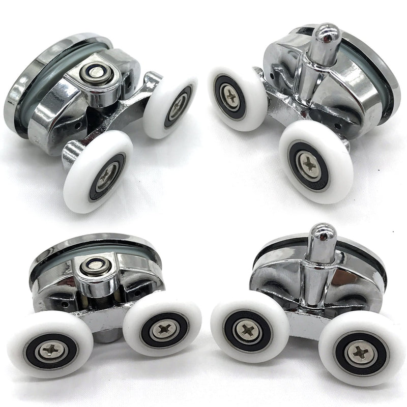 YUANQIAN Set of 4 New Oval Butterfly Twin Wheel Shower Door Rollers 23mm Distance :27mm