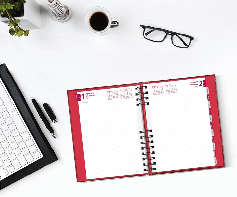 Brownline® 2025 Coilpro™ Daily/Monthly Planner, Untimed Journal, 12 Months, January to December, Twin-Wire Binding, 8.25" X 5.75", Bright Red (CB389C.RED-25)