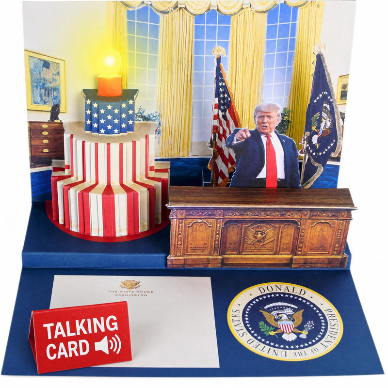 Donald Trump Pop Up Birthday Card with Real Voice & Music - 3D Oval Office
