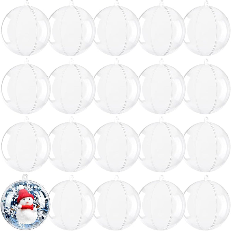 20Pcs Clear Fillable Ornaments Ball, AGM DIY Plastic Christmas Tree Hanging Ornaments Ball, 3.94'' Decoration Art Crafts for New Years Present,