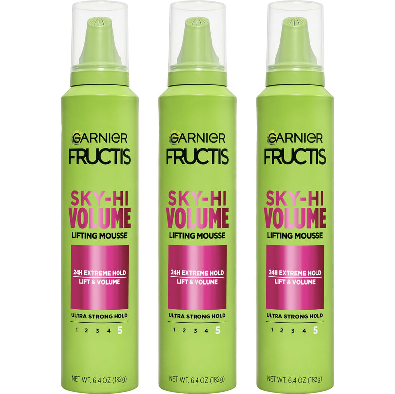 Garnier Fructis Style Sky-Hi Volume Mousse, Extreme Hold, 6.4 Oz, 3 Count (Packaging May Vary) Not Specified 6.4 Fl Oz (Pack of 3)