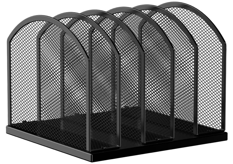 Gawerk 5-Section Vertical Desktop Organizer, 5-Section Mesh File Folder Stand Sorter for Office Home Classroom Organization Black 1 Pack 5-Section