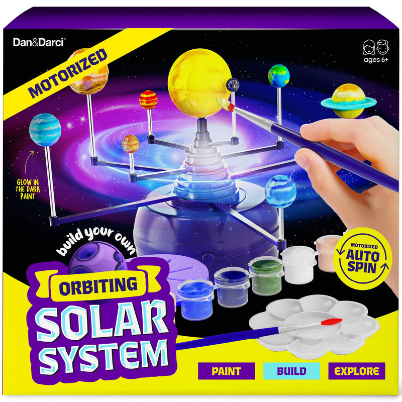 Dan&Darci 360° Orbiting Solar System for Kids - Paint & Build Model Kit - Arts and Crafts for Kid Ages 8-12, 4-6, 4-8, 6-8 - Space Toys 8-10 -
