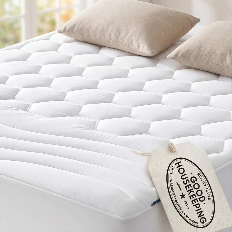 Bedsure Queen Mattress Pad - Quilted Fitted Mattress Topper Protector with 8-21 Inches Deep Pocket, Noiseless Breathable Bed Cover Padded, Machine