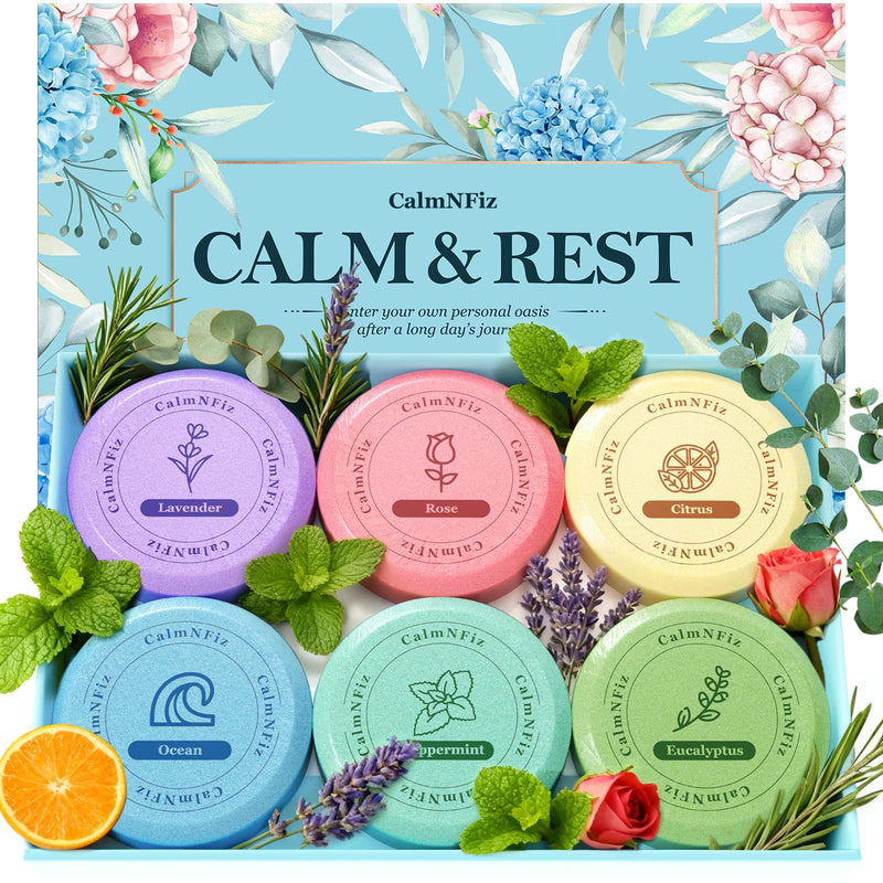 CalmNFiz 6 Pack Shower Steamers Aromatherapy, Birthday Gifts for Women Men, Mother’s Day Gifts for Wife Mom Grandma Daughter Teen, Relaxation Self