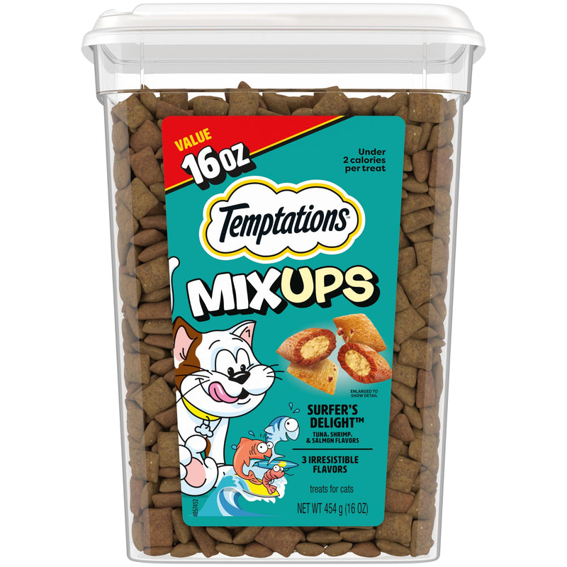 Temptations MixUps Crunchy Cat Treats, Surfer's Delight, 16 oz Tuna, Shrimp, Salmon 1 Pound (Pack of 1)