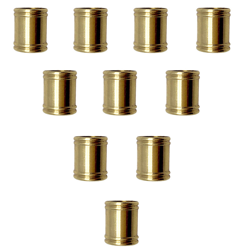ECUDIS 10 PCS Lamp Pipe Brass Coupling 0.6 Inch Long 1/8 IP for Lamp Rod and Light Fixture Assemlby or Repair Lamp Tube Threaded Locknuts