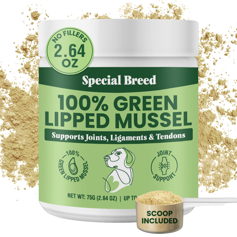 Green Lipped Mussel Powder for Dogs & Cats - 100% New Zealand Green Lipped Mussels - Natural Hip & Joint Supplement for Joints, Tendons,