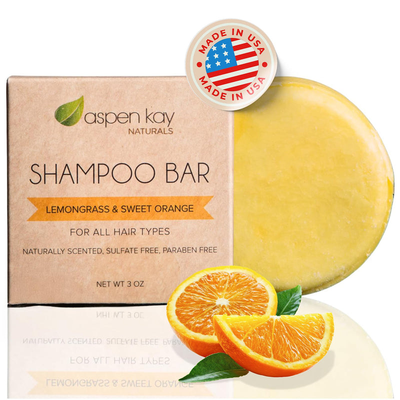 Aspen Kay Naturals Moroccan Argan Oil Shampoo Bar, Organic, Vegan, Volumizing Shampoo for Curly or Straight Hair. Citrus Scent, Paraben & Sulfate