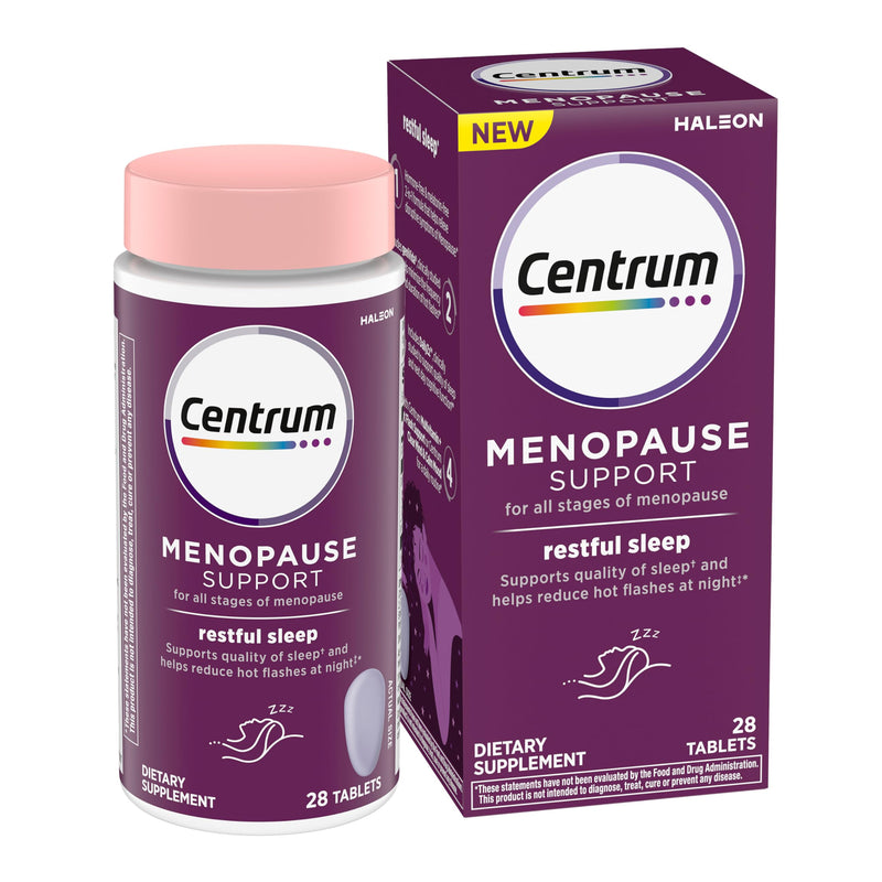 Centrum Restful Sleep Menopause Support Tablets, Supplement with Clinically Studied DailyZz and geniVida, 28 Count 28 Count (Pack of 1)