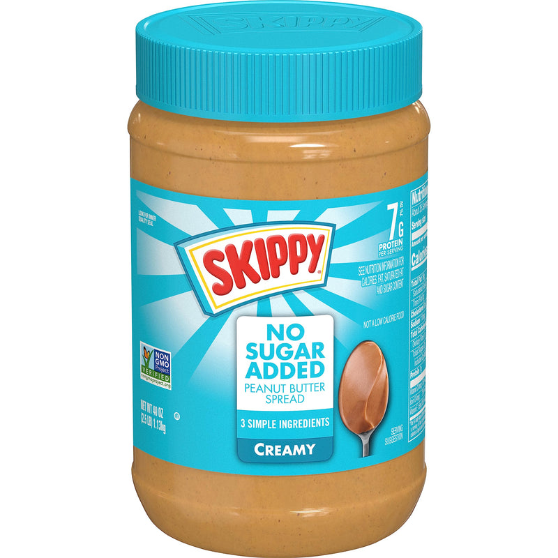SKIPPY Creamy Peanut Butter Spread, No Sugar Added Peanut Butter, 40 Oz Jar | 7g Protein Per Serving 40 Ounce (Pack of 1)