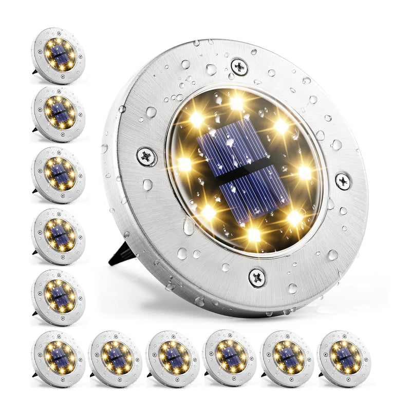GIGALUMI Solar Ground Lights - No-Drill Fence Lighting Solution, Waterproof Perimeter Lights Compatible with Wood, Metal & Concrete Fences (12