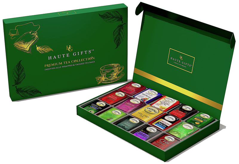 Tea Bags Sampler Assortment Variety Pack Gift Box 45 Count Tea Bags & 10 Honey Sticks - Perfect Variety - English Breakfast, Green, Black, Herbal,