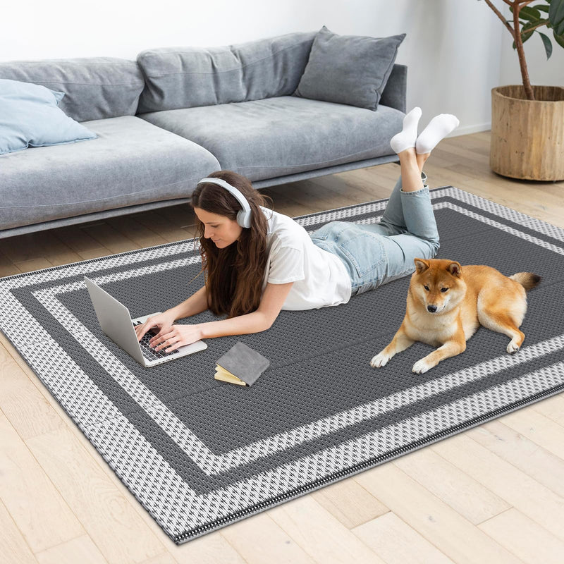 HappyTrends,Outdoor Rug,Patio Rug,Reversible Portable Outdoor Plastic Straw Rug,Camping Rugs for Outside RV,Large Waterproof Area Rugs for