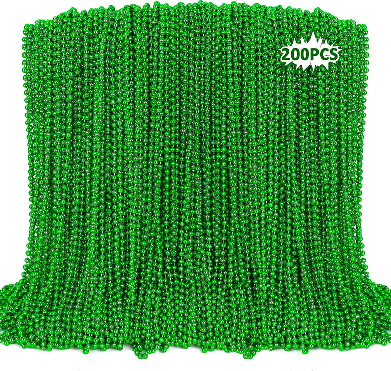 200PCS Mardi Gras Beads, Metallic 12 kinds Bead Necklace Party Favors, 33" Mardi Gras Necklace Bulk Accessories Stuff, Festival Parade Throw for