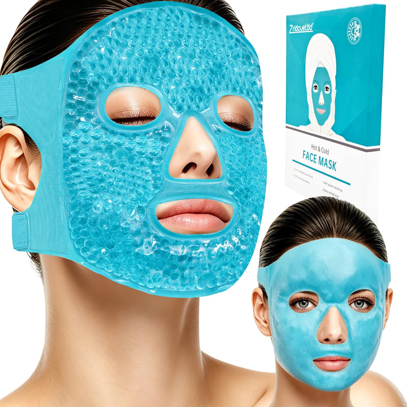 ZNÖCUETÖD Cold Face Eye Mask Ice Pack Reduce Facial Puff, Dark Circles, Hot Cold Compress Pack, Face SPA Gift for Woman Sleeping, Pressure,