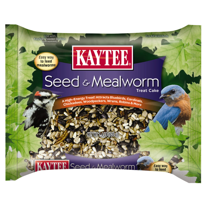 Kaytee Wild Bird Seed & Mealworm Seed Cake Food For Bluebirds, Chickadees, Woodpeckers and More, 1.4 Pound 1.4 Pound (Pack of 1)