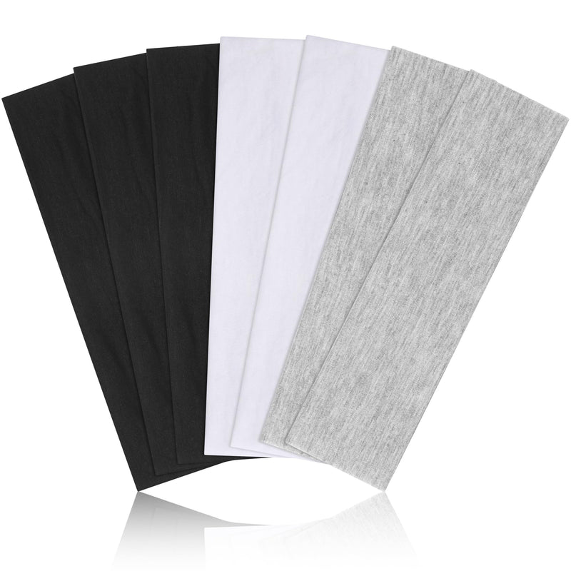 DiyJibb Headbands for Women, Stretchy Non Slip Soft Cotton Cloth Hair Bands for Sports, Workout, Yoga and Running, 7pcs Black, white, light grey