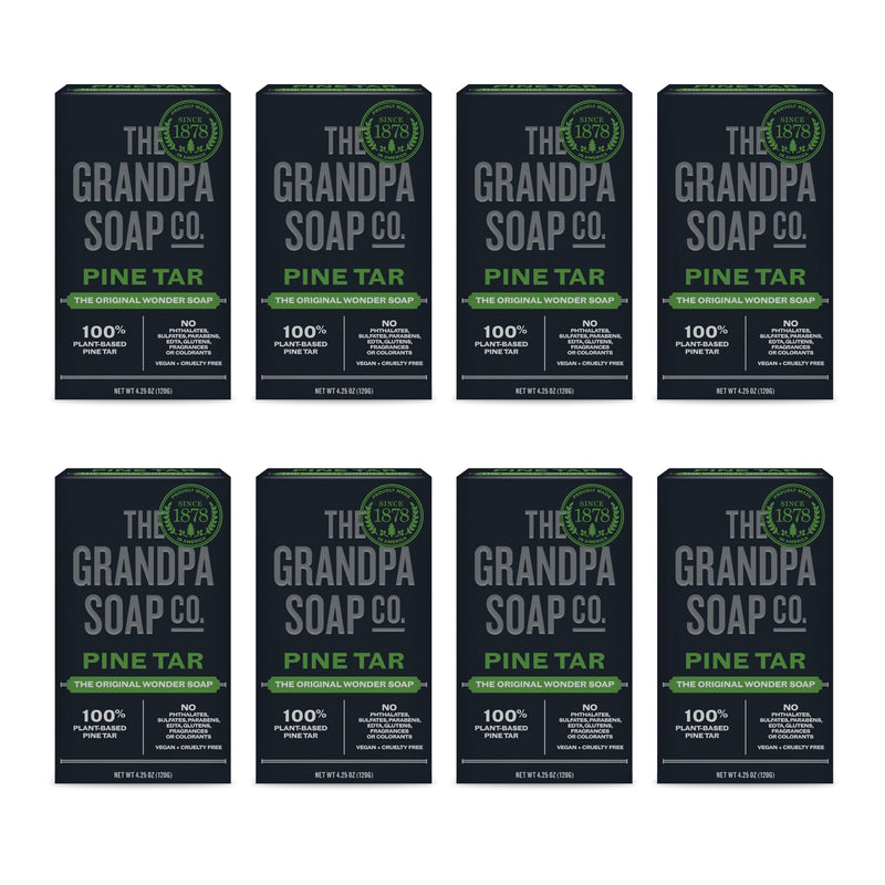 The Grandpa Soap Company Pine Tar Bar Soap for Men- Made With Pine Tar Oil, 3 in 1 Cleanser Deodorizer and Moisturizer, Dermatologist Tested, Safe