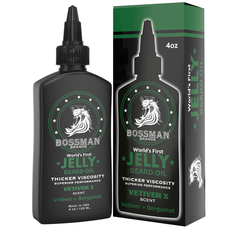 Bossman Jelly Beard Oil for Men (4 Oz, Vetiver X Scent) â Softens, Moisturizes & Conditions with Natural Ingredients