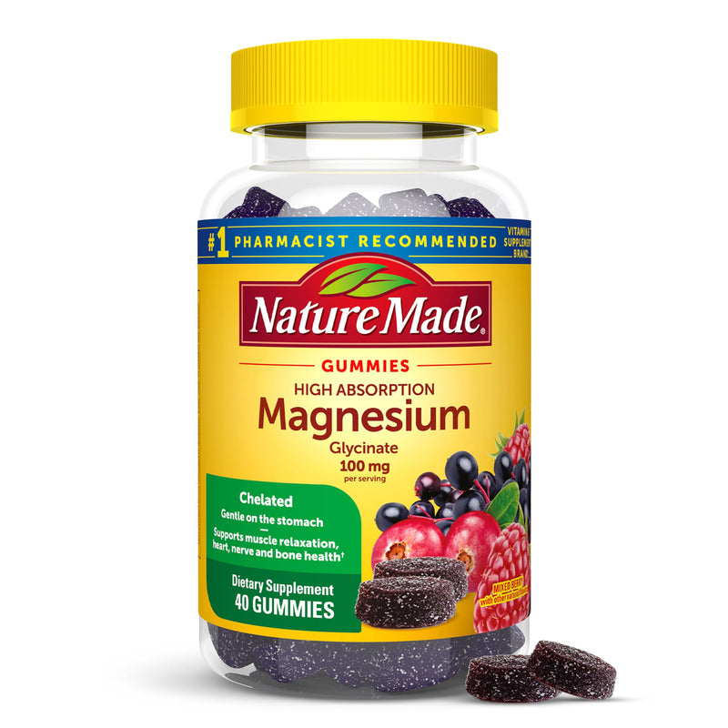 Nature Made High Absorption Magnesium Glycinate Gummies, 40 Count 40 Count (Pack of 1)