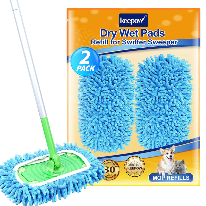 KEEPOW Reusable Mop Pads Compatible with Swiffer Sweeper Mop â Microfiber Wet & Dry Mopping Cloths for All Floors, Washable Compatible with