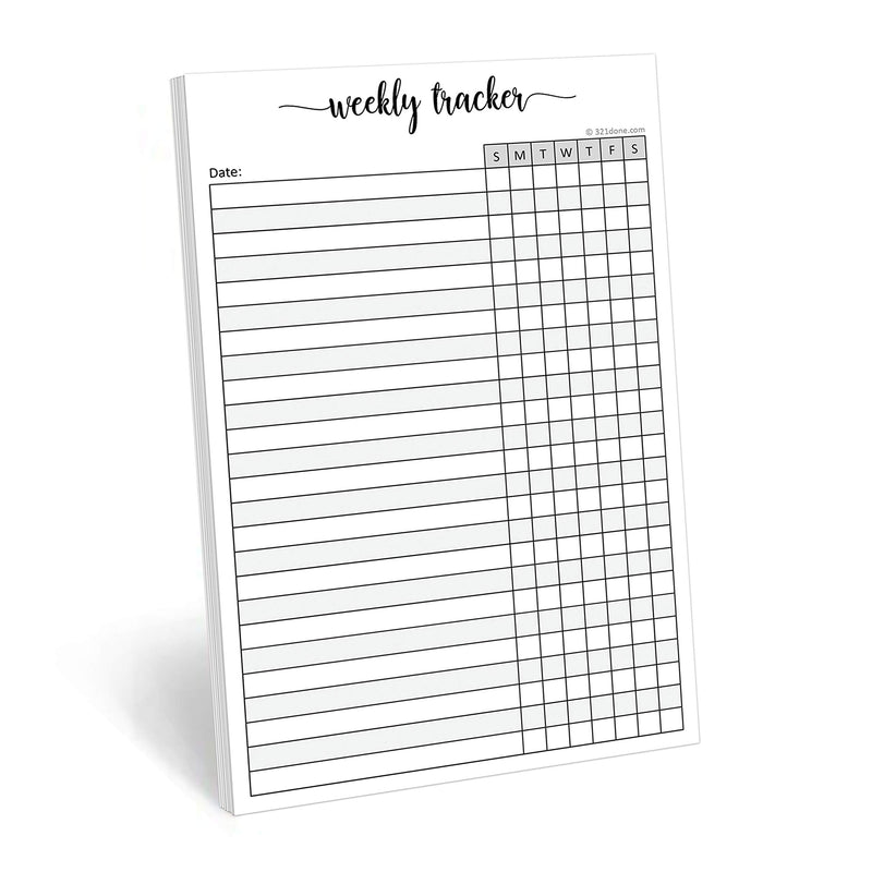 321Done Weekly Tracker Notepad - 50 Sheets (5.5" X 8.5") - Habit Tracking Days of Week Tear-Off Sheets, Planner Organizing - Made in USA - Simple