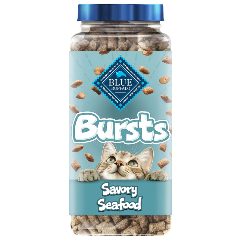 Blue Buffalo Bursts Savory Seafood Crunchy & Creamy Cat Treats, Great for Training, Real Salmon Natural Cat Treats Enhanced with Vitamins,