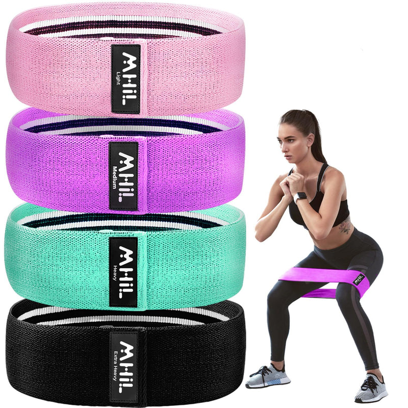 Fabric Resistance Bands for Women & Men – 4 Durable Exercise Bands for Working Out, Non-Slip & Non-Pinching Workout Bands – Multiple Resistance