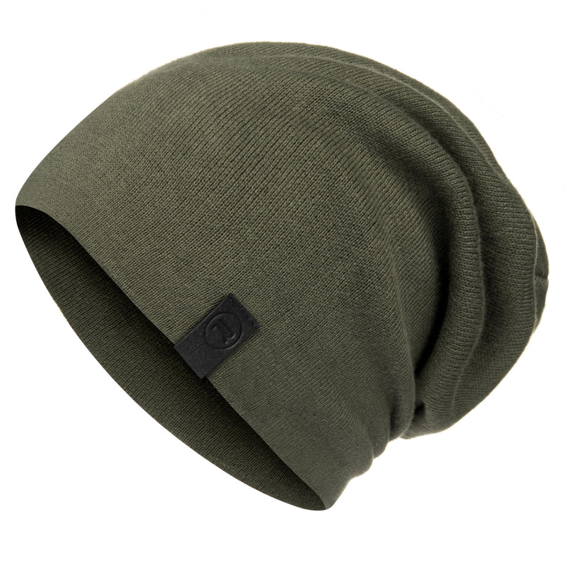 Warm Slouchy Beanie Hat - Deliciously Soft Daily Beanie in Fine Knit One Size-Large Army Green