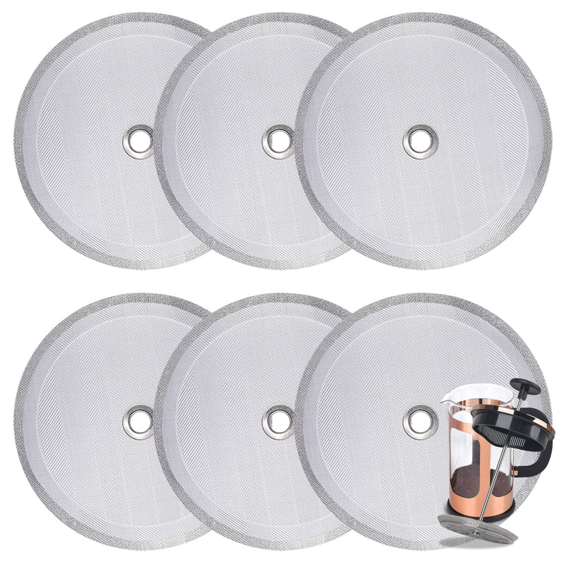 Attsky French Press Filter Replacement, 6-Pack, 4 Inch Stainless Steel Mesh | 4 Inch, Stainless Steel Mesh Screen, Replacement Parts for French