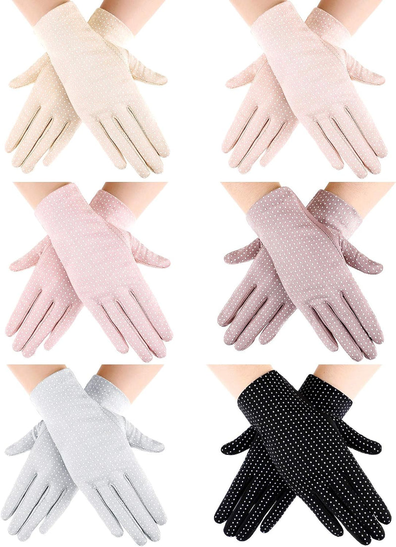 6 Pairs Women Summer UV Protection Gloves Touchscreen Driving Gloves Non-Slip Sun Protective Gloves Purple, Black, Pink, Light Pink, Beige, Gray