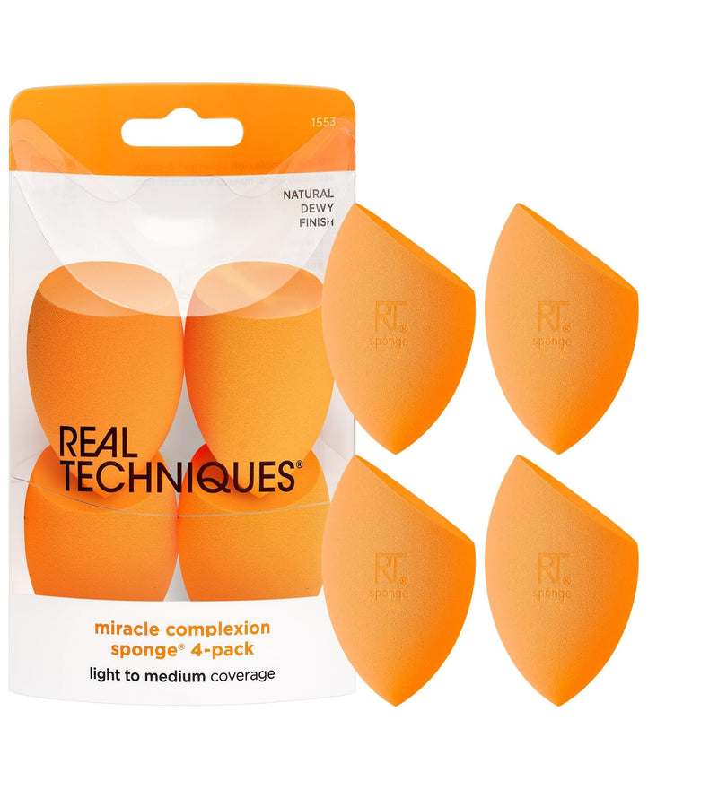 Real Techniques Miracle Complexion Sponge, Makeup Blender for Liquid and Cream Foundation, Full Coverage, Streak-Free Professional Makeup Tool,