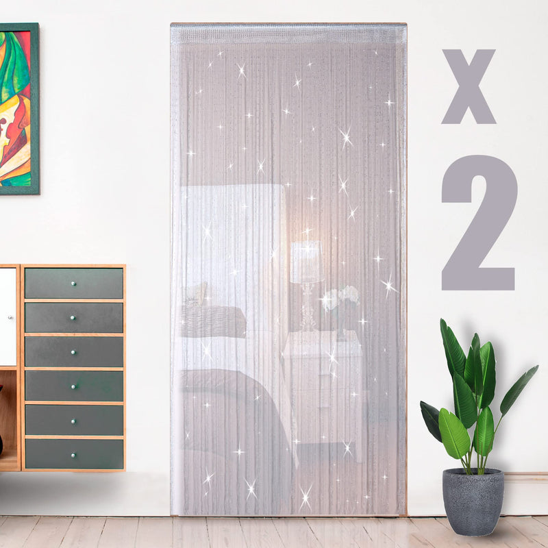 Hysenm 2 Pack 39 x 79 Inch Beaded Curtain String Door Curtains, Hippie Room Decor Closet Beaded Curtains for Doorway, Room Divider Privacy Decor,