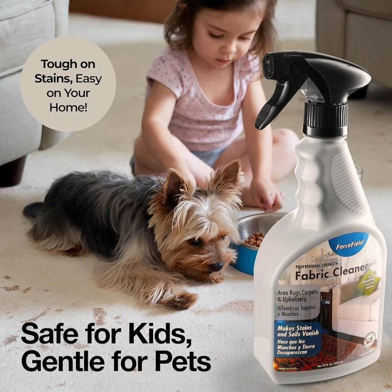 Forcefield® Fabric Cleaner Professional Strength, Deeply Penetrates Water Safe Fabric & Fibers of Upholstery, Clothing, Rugs & Carpeting - 22Oz